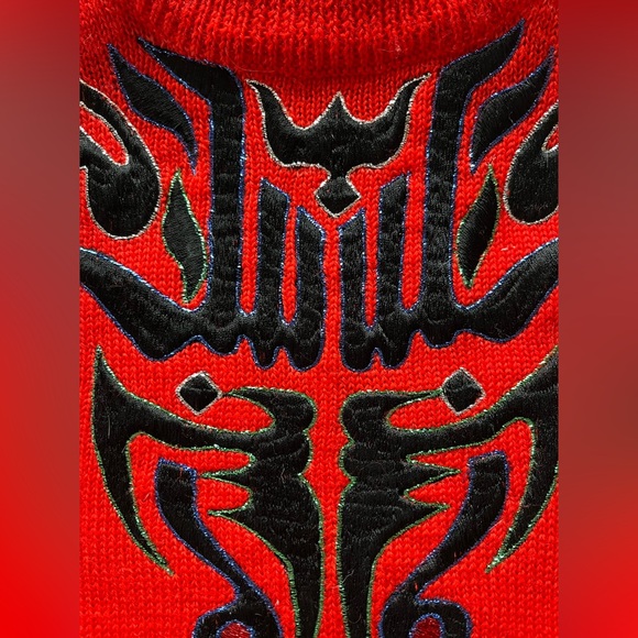 Collectors item. 80s rare Kansai Yamamoto red batwing wool sweater. Sz M - Picture 8 of 13